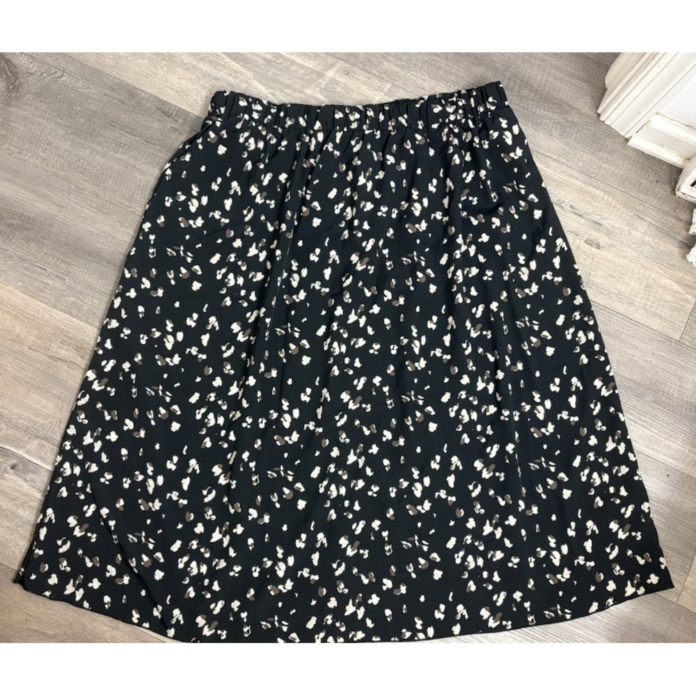 SHEIN Womens Black White Leopard A-Line Pleated Pull On Knee Skirt 2XL